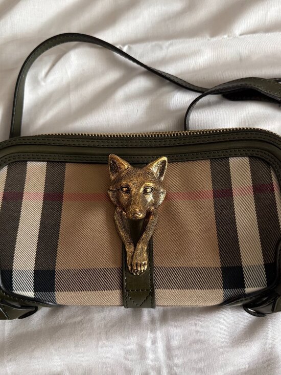 Burberry Handbags - Burberry Prorsum House Check Fox Head Olive Crossbody Bag